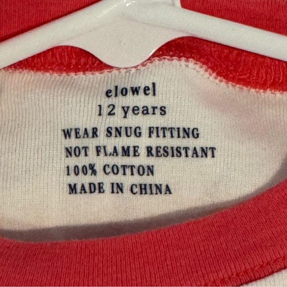 elowel size 12 kids girls long sleeve pajamas pajama set Pink White multi Tree - Picture 4 of 7